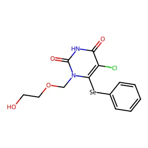 1-((2-Hydroxyethoxy)methyl)-6-(phenylselenenyl)-5-chlorouracil structure