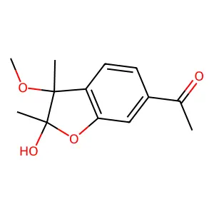 1-(2-hydroxy-3-methoxy-2,3-dimethyl-1-benzofuran-6-yl)ethanone structure