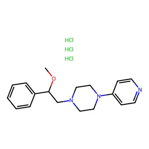1-(2-methoxy-2-phenylethyl)-4-pyridin-4-ylpiperazine;trihydrochloride structure