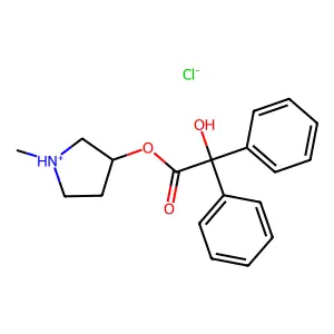 (1-methylpyrrolidin-1-ium-3-yl) 2-hydroxy-2,2-diphenylacetate chloride structure