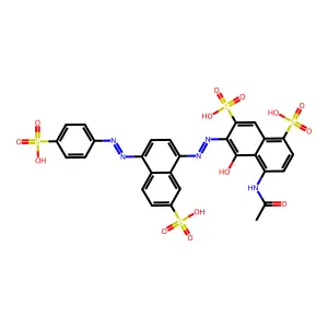 4-acetamido-5-hydroxy-6-[[7-sulfo-4-[(4-sulfophenyl)diazenyl]naphthalen-1-yl]diazenyl]naphthalene-1,7-disulfonic acid structure