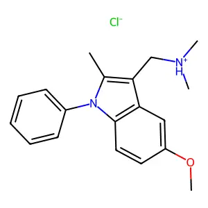Indole, 3-((dimethylamino)methyl)-5-methoxy-2-methyl-1-phenyl-, monohydrochloride structure