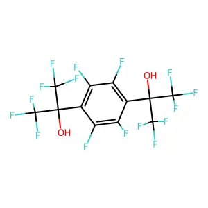 1,1,1,3,3,3-hexafluoro-2-[2,3,5,6-tetrafluoro-4-(1,1,1,3,3,3-hexafluoro-2-hydroxypropan-2-yl)phenyl]propan-2-ol structure