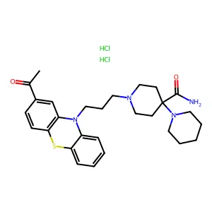 1-[3-(2-acetylphenothiazin-10-yl)propyl]-4-piperidin-1-ylpiperidine-4-carboxamide;dihydrochloride structure