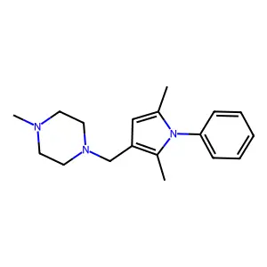 1-[(2,5-dimethyl-1-phenylpyrrol-3-yl)methyl]-4-methylpiperazine structure