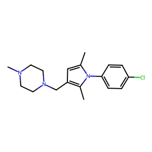 1-[[1-(4-chlorophenyl)-2,5-dimethylpyrrol-3-yl]methyl]-4-methylpiperazine structure