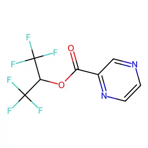 1,1,1,3,3,3-hexafluoropropan-2-yl pyrazine-2-carboxylate structure