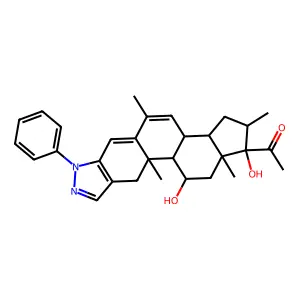 1-[(1S,2R,13S,14S,16R,17R,18S,20S)-17,20-dihydroxy-2,11,16,18-tetramethyl-7-phenyl-6,7-diazapentacyclo[11.7.0.02,10.04,8.014,18]icosa-4(8),5,9,11-tetraen-17-yl]ethanone structure