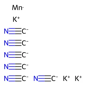 Tripotassium hexakis(cyano-C)manganate structure