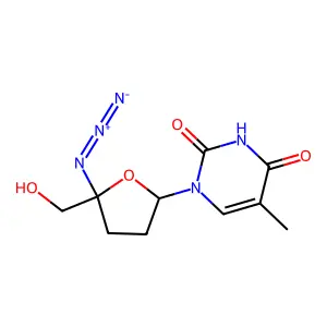 1-[(2S,5R)-5-azido-5-(hydroxymethyl)oxolan-2-yl]-5-methylpyrimidine-2,4-dione structure