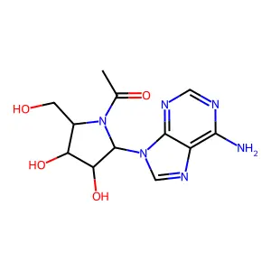 1-[2-(6-aminopurin-9-yl)-3,4-dihydroxy-5-(hydroxymethyl)pyrrolidin-1-yl]ethanone structure