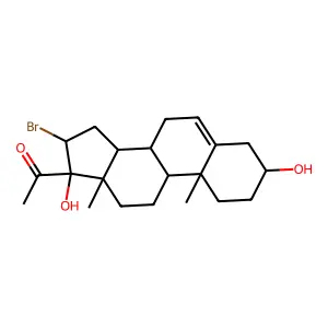 1-(16-bromo-3,17-dihydroxy-10,13-dimethyl-1,2,3,4,7,8,9,11,12,14,15,16-dodecahydrocyclopenta[a]phenanthren-17-yl)ethanone structure