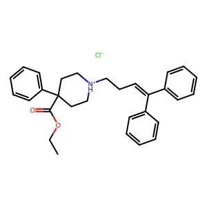 ethyl 1-(4,4-diphenylbut-3-enyl)-4-phenylpiperidin-1-ium-4-carboxylate chloride structure