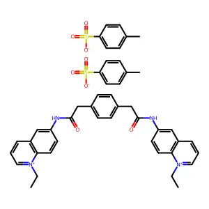 Quinolinium, 1-ethyl-6-(p-((1-ethylquinolinium-6-yl)carbamoyl)hydrocinnamamido)-, di-p-toluenesulfonate structure
