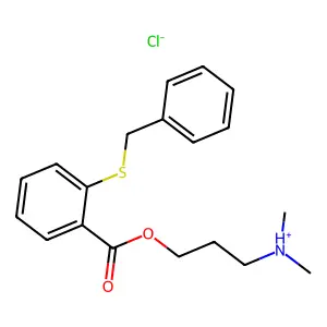 3-(2-benzylsulfanylbenzoyl)oxypropyl-dimethylazanium chloride structure