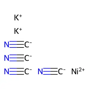 Dipotassium tetracyanonickelate structure