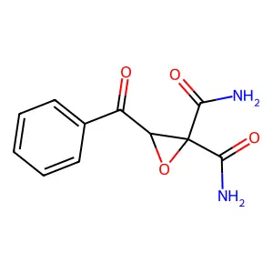 1,1-Dicarbamoyl-1,2-epoxy-3-phenylpropan-3-one structure