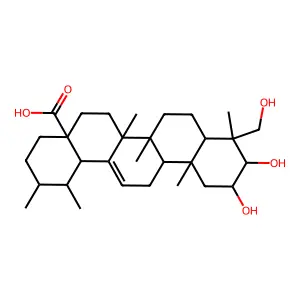 10,11-dihydroxy-9-(hydroxymethyl)-1,2,6a,6b,9,12a-hexamethyl-2,3,4,5,6,6a,7,8,8a,10,11,12,13,14b-tetradecahydro-1H-picene-4a-carboxylic acid structure