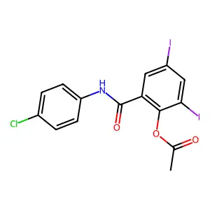 [2-[(4-chlorophenyl)carbamoyl]-4,6-diiodophenyl] acetate structure