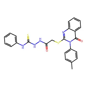 1-[[2-[3-(4-methylphenyl)-4-oxoquinazolin-2-yl]sulfanylacetyl]amino]-3-phenylthiourea structure