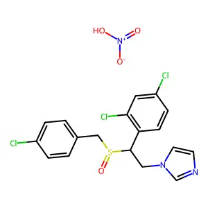 1-[2-[(4-chlorophenyl)methylsulfinyl]-2-(2,4-dichlorophenyl)ethyl]imidazole;nitric acid structure