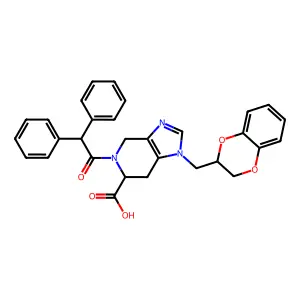1-(2,3-dihydro-1,4-benzodioxin-3-ylmethyl)-5-(2,2-diphenylacetyl)-6,7-dihydro-4H-imidazo[4,5-c]pyridine-6-carboxylic acid structure
