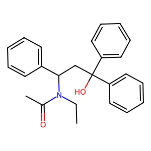 N-Ethyl-N-(3-hydroxy-1,3,3-triphenylpropyl)acetamide structure