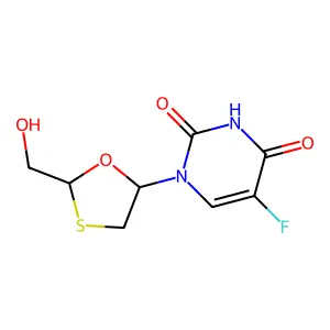 1-[(2R,5S)-2-(Hydroxymethyl-1,3-oxathiolan-5-yl]-5-fluoropyrimidine-2,4(1H,3H)-dione structure