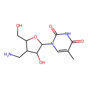 1-[(2R,3R,4S,5S)-4-(aminomethyl)-3-hydroxy-5-(hydroxymethyl)oxolan-2-yl]-5-methylpyrimidine-2,4-dione structure