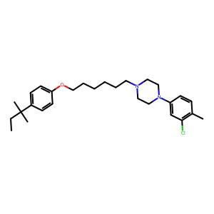 1-(3-chloro-4-methylphenyl)-4-[6-[4-(2-methylbutan-2-yl)phenoxy]hexyl]piperazine structure