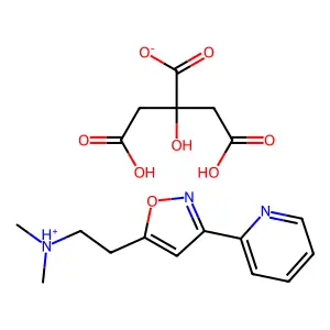 2-(carboxymethyl)-2,4-dihydroxy-4-oxobutanoatedimethyl-[2-(3-pyridin-2-yl-1,2-oxazol-5-yl)ethyl]azanium structure