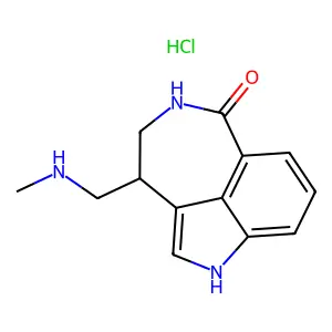 12-(methylaminomethyl)-3,10-diazatricyclo[6.4.1.04,13]trideca-1,4,6,8(13)-tetraen-9-one;hydrochloride structure
