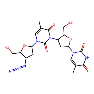 1-[(2R,4S,5S)-4-azido-5-(hydroxymethyl)oxolan-2-yl]-3-[(2S,3S,5R)-2-(hydroxymethyl)-5-(5-methyl-2,4-dioxopyrimidin-1-yl)oxolan-3-yl]-5-methylpyrimidine-2,4-dione structure