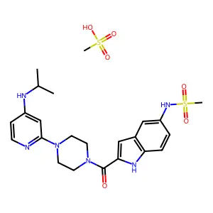 methanesulfonic acidN-[2-[4-[4-(propan-2-ylamino)-2-pyridinyl]piperazine-1-carbonyl]-1H-indol-5-yl]methanesulfonamide structure