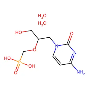 (S)-(((1-(4-Amino-2-oxopyrimidin-1(2H)-yl)-3-hydroxypropan-2-yl)oxy)methyl)phosphonic acid dihydrate structure