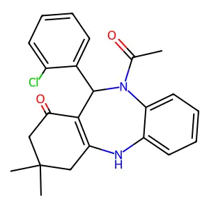 10-Acetyl-11-(2-chlorophenyl)-3,3-dimethyl-2,3,4,5,10,11-hexahydro-1H-dibenzo[b,E][1,4]diazepin-1-one structure