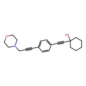 1-[2-[4-(3-morpholin-4-ylprop-1-ynyl)phenyl]ethynyl]cyclohexan-1-ol structure