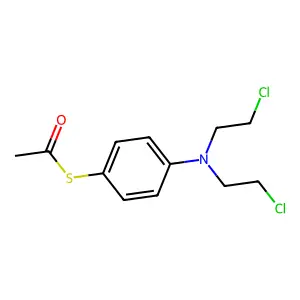 S-[4-[bis(2-chloroethyl)amino]phenyl] ethanethioate structure