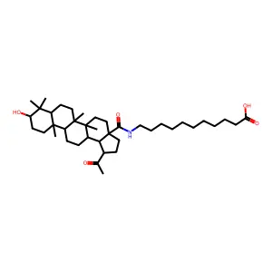 11-[[(1R,3aS,5aR,5bR,7aR,9S,11aR,11bR,13bS)-1-acetyl-9-hydroxy-5a,5b,8,8,11a-pentamethyl-1,2,3,4,5,6,7,7a,9,10,11,11b,12,13,13a,13b-hexadecahydrocyclopenta[a]chrysene-3a-carbonyl]amino]undecanoic acid structure