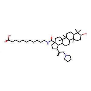 11-[[(1R,3aS,5aR,5bR,7aR,9S,11aR,11bR,13aR,13bS)-9-hydroxy-5a,5b,8,8,11a-pentamethyl-1-(3-pyrrolidin-1-ylprop-1-en-2-yl)-1,2,3,4,5,6,7,7a,9,10,11,11b,12,13,13a,13b-hexadecahydrocyclopenta[a]chrysene-3a-carbonyl]amino]undecanoic acid structure