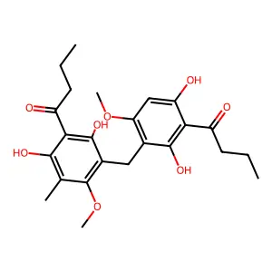 1-[3-[(3-butanoyl-2,4-dihydroxy-6-methoxy-5-methylphenyl)methyl]-2,6-dihydroxy-4-methoxyphenyl]butan-1-one structure
