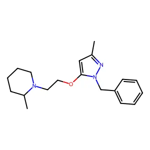 1-[2-(2-benzyl-5-methylpyrazol-3-yl)oxyethyl]-2-methylpiperidine structure