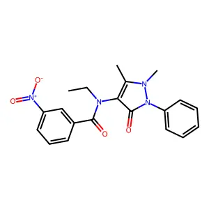 N-(1,5-dimethyl-3-oxo-2-phenylpyrazol-4-yl)-N-ethyl-3-nitrobenzamide structure