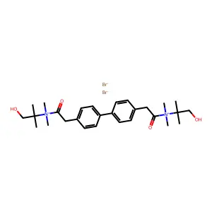 (1-hydroxy-2-methylpropan-2-yl)-[2-[4-[4-[2-[(1-hydroxy-2-methylpropan-2-yl)-dimethylazaniumyl]-2-oxoethyl]phenyl]phenyl]acetyl]-dimethylazanium dibromide structure