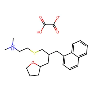 2-Furanpropanethiol, tetrahydro-S-(2-dimethylaminoethyl)-beta-(1-naphthylmethyl)-, oxalate structure