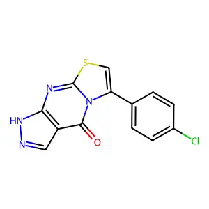 12-(4-chlorophenyl)-10-thia-1,5,6,8-tetrazatricyclo[7.3.0.03,7]dodeca-3(7),4,8,11-tetraen-2-one structure