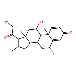 PREGNA-1,4-DIENE-3,20-DIONE, 6-FLUORO-11,21-DIHYDROXY-16-METHYL-, (6.ALPHA.,11.BETA.,16.ALPHA.)- structure