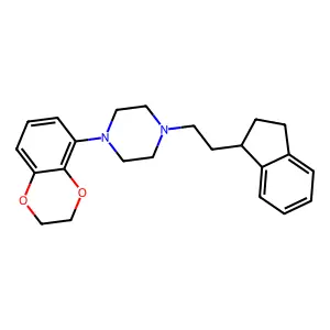 1-(2,3-dihydro-1,4-benzodioxin-5-yl)-4-[2-(2,3-dihydro-1H-inden-1-yl)ethyl]piperazine structure