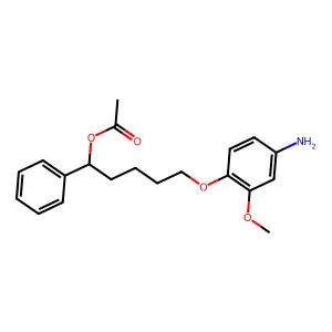 [5-(4-amino-2-methoxyphenoxy)-1-phenylpentyl] acetate structure