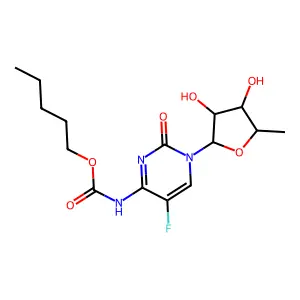 pentyl N-[1-[(2R,3R,4S,5R)-3,4-dihydroxy-5-methyloxolan-2-yl]-5-fluoro-2-oxopyrimidin-4-yl]carbamate structure